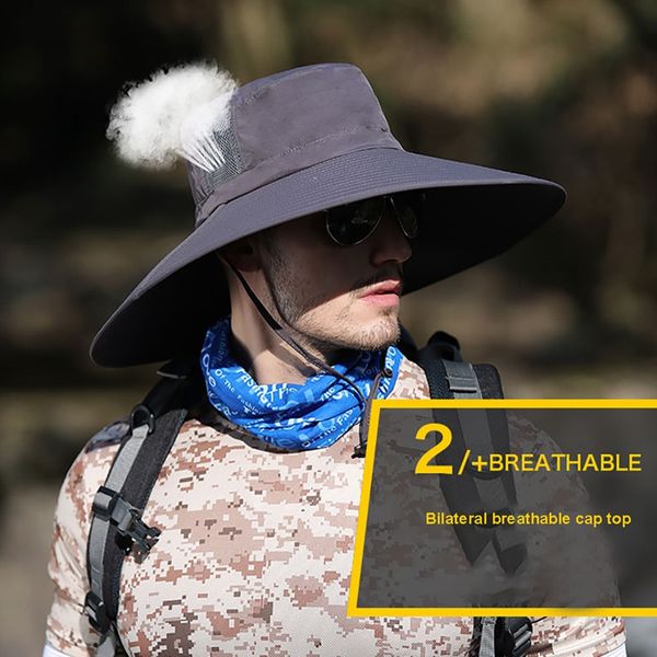 

outdoor bucket hat lightweight quick drying breathable sunshade outdoor climbing fisherman cap with chin string y