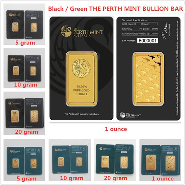 

5/10/20/31gram the perth mint bullion bar australia bar green black blister quality business gift home decorations metal crafts