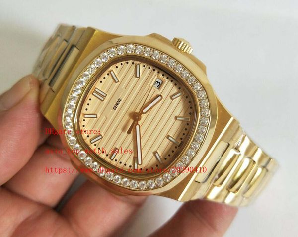 

super version 18 k gold 40.5mm diamond bezel nautilus 5711/1a-001 date asia mechanical transparent mechanical automatic mens watches, Slivery;brown