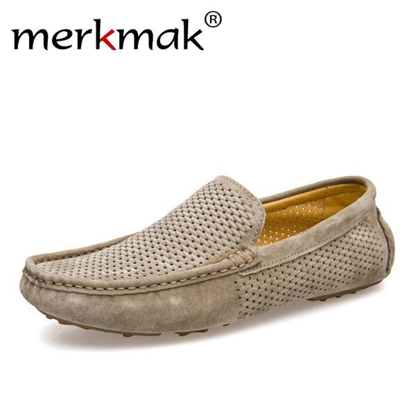 

new men loafers casual summer shoes fashion genuine leather slip on driving shoes soft moccasins holes comfort light mens flats, Black