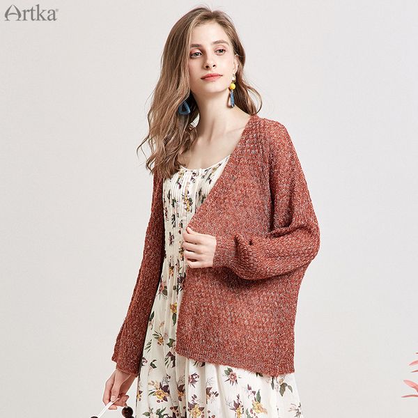 

artka 2019 autumn new women's sweater fashion casual knitting cardigan long sleeve open stitch sweater for women wb15197q, White