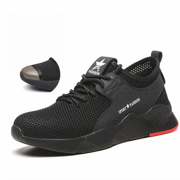 

men's work safety shoes men sneakers outdoor steel toe shoes male indestructible ankle boots anti-smashing work safety boots 47, Black