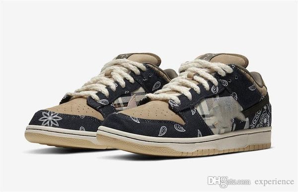 

2020 authentic sb dunk low travis scott regular box cactus jack black parachute beige petra brown ct5053-001 men running shoes sneakers