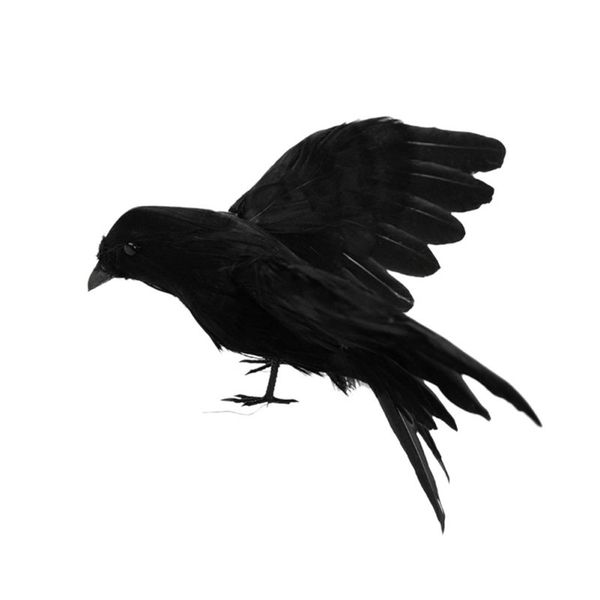 

stuffed feathered black raven crow bird decoration fancy dress halloween new