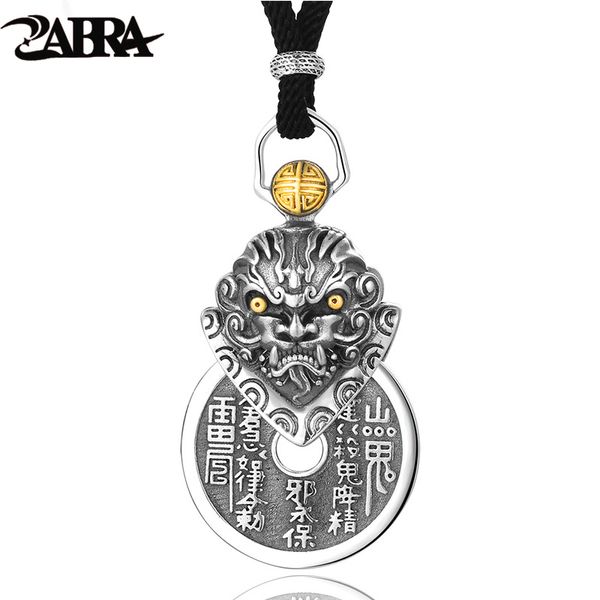 

zabra 925 sterling silver buddha pendant for men necklace vintage punk rock chinese coin jewelry pendants for male biker jewelry