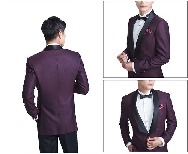 

handsome groomsmen shawl lapel groom tuxedos mens wedding dress man jacket blazer prom dinner 2 piece suit(jacket+pants+tie) a234, Black;gray