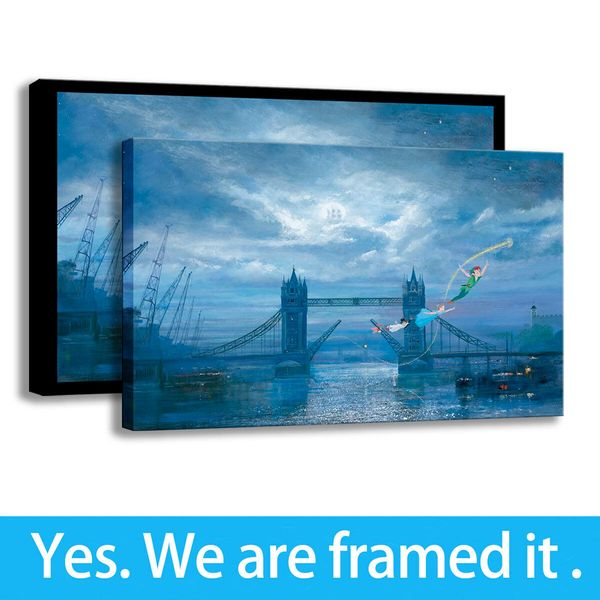 

oil painting art animation wall decor hd print peter pan oil painting on canvas home decor - ready to hang - framed