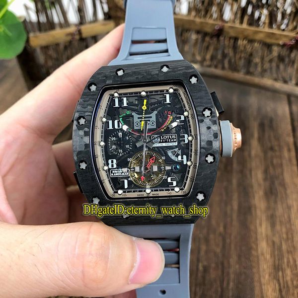 

rm50-01 lotus f1 team romain grosjean tourbillon dial power reserve automatic 50-01 mens watch luminous carbon fibre case gray rubber strap, Slivery;brown