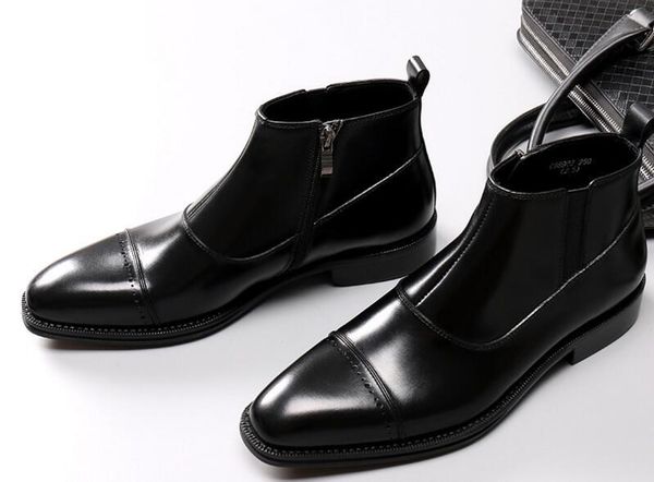 

ankle men boots good year trend leather boots large size cowhide leather boots comfortable, Black;brown