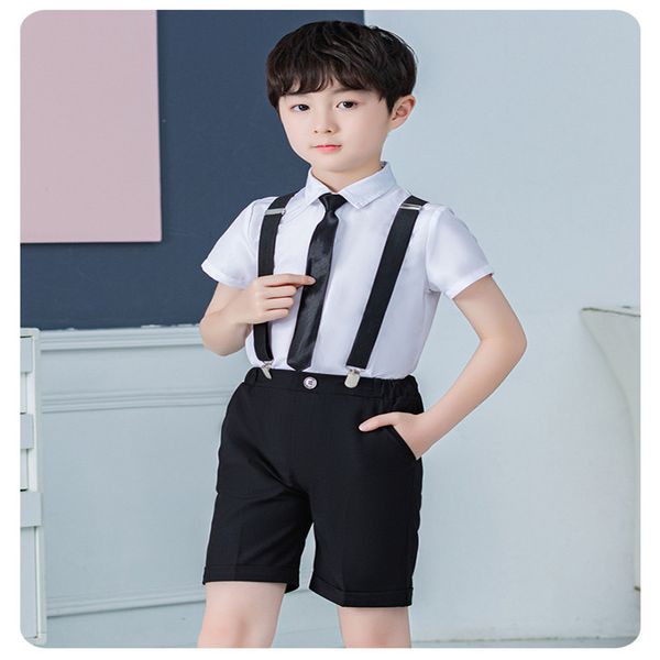

children's wear summer boy's blazer, back belt, trousers, gentleman's dress, children's day performance suit boy clothes, White