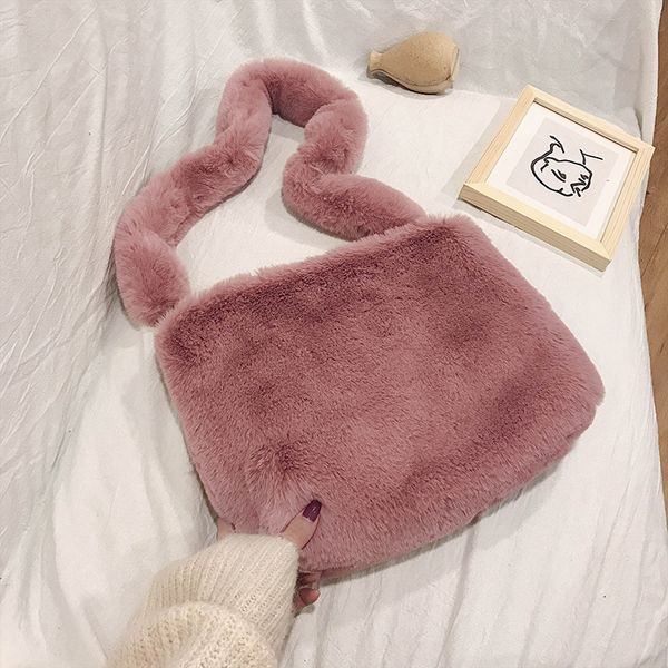 

fashion woolen plush crossbody bags for women handbags 2019 new evening clutch ladies shoulder messenger bag female purses
