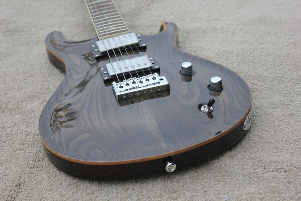 Personalizado Paul Smith Trans Black Ash Top Guitarra Elétrica Rosewood Fingerboard Abalone Bids Inlay, Encadernação de Madeira Natural, Tremolo de Travamento Duplo