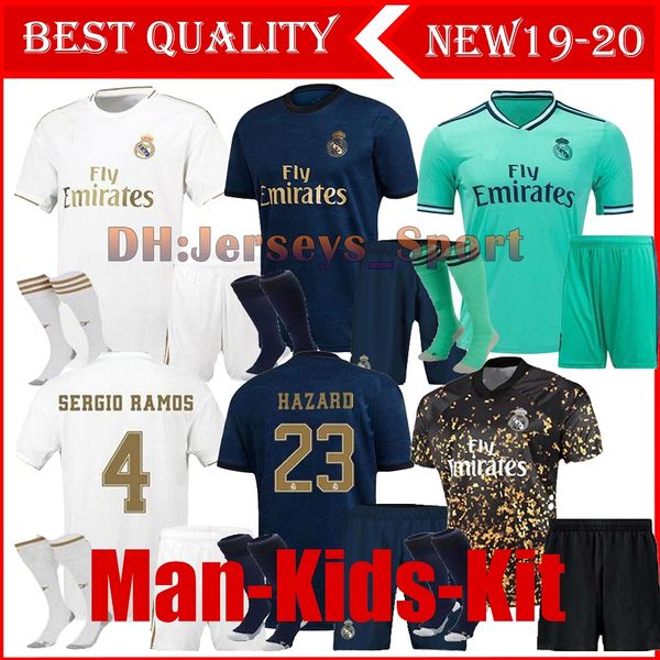 

взрослые дети kit 2019 реала мадрида трикотажных изделий футбол футбол рубашки 19 20 опасность jovic militao виниции asensio кроос isco bale, Black