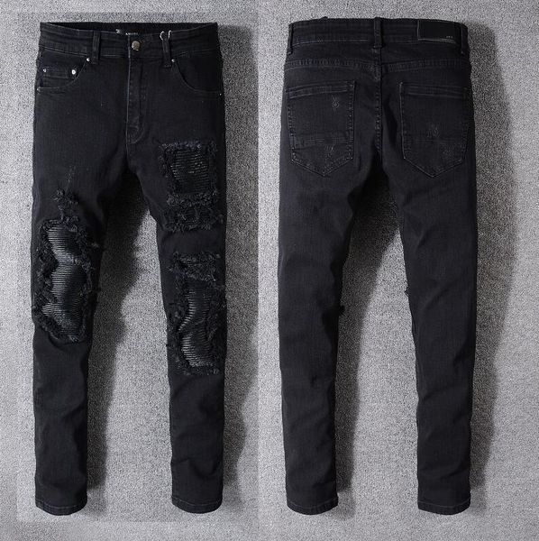 

wholesale-represent clothing designer pants slp blue/black destroyed mens slim denim straight biker skinny jeans men ripped jeans 28-38.83
