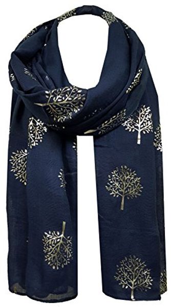 

world of shawls silver foil mulberry tree print fashion scarf, White