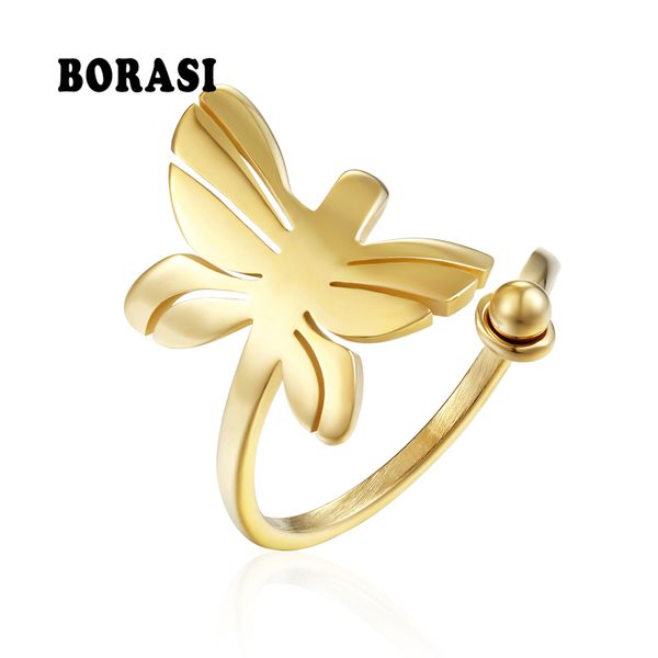 

borasi vintage rings butterfly bowknot style rings for women fashion party jewelry gift gold color new wedding brands new, Silver