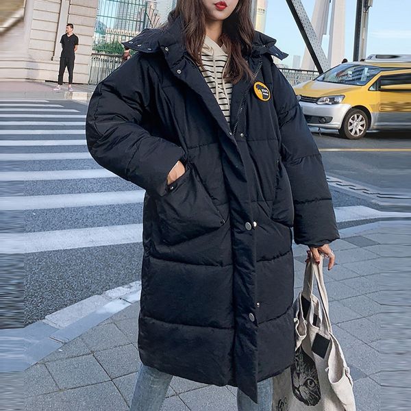 

women winter long parka jacket warm coat women fashion winter dinosaur print hooded jacket pocket long sleeve coat#g3, Black