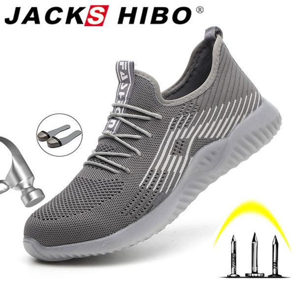 

jackshibo дышащий безопасности рабочая обувь для мужчин мужской стальной подносок boots строительство спецобоуви boots работа anti-smashing, Black