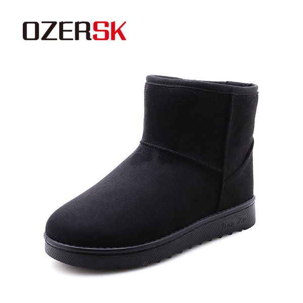 

ozersk brand new arrival suede fashion autumn winter men shoes solid color causal snow boots bottom keep warm boots, Black