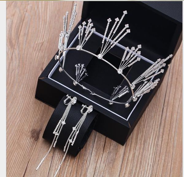 

marriage hairdress exquisite crown wedding headdress matching atmosphere crown earrings two sets of ornaments, Slivery;golden