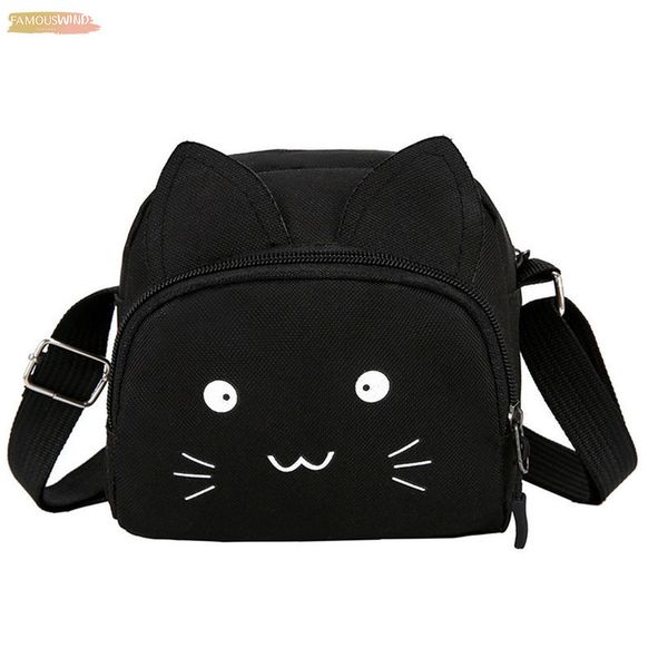 

women shoulder bag cut cat pure color casual tote outdoor canvas handbag zipper messenger bags sac main femme t1p
