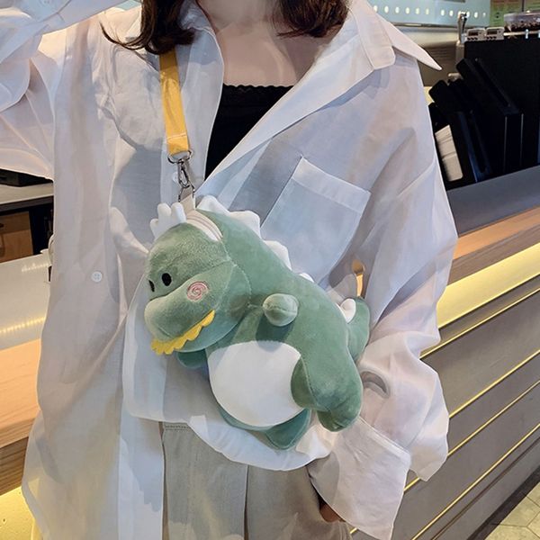 

cartoon dinosaur plush crossbody bag for women girls lovely cute tyrannosaurus rex toy small messenger shoulder bag dropship