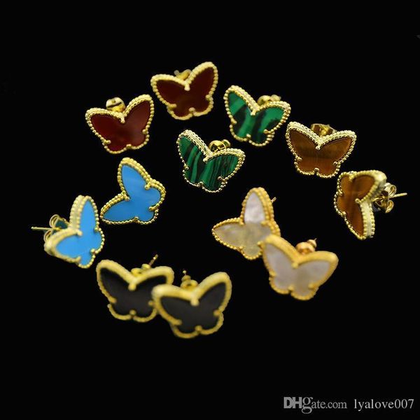

fashion gold plated cartilage ear cuff clip-on earrings black white red green colorful butterfly earring women's trade clip earrings, Silver