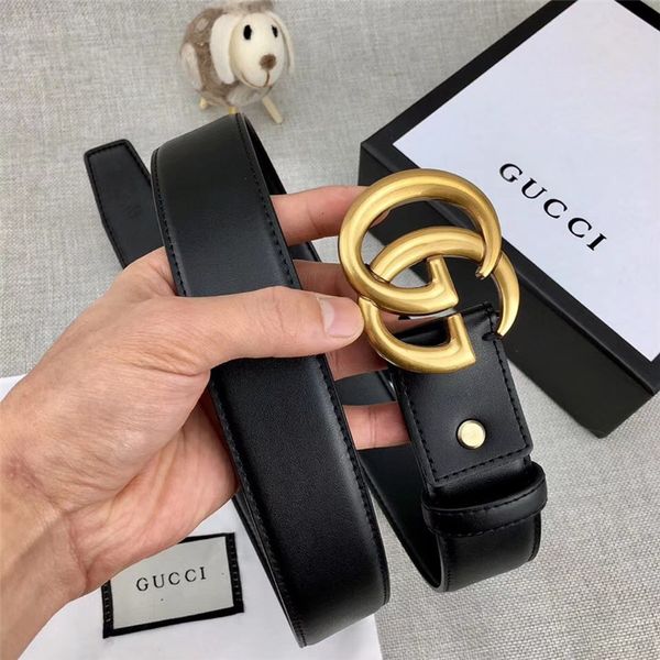 

High quality leather belt for men and women gold and ilver letter mooth buckle fine workman hip men 039 jean wear, Black;brown