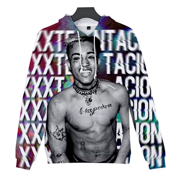 

xxxtentacion мужские толстовки 3d печатные rip топы мужские кофты сша рэпер женщины с длинным рукавом причинно-следственная одежда, Black