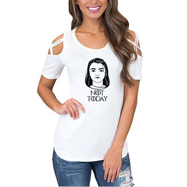 

not today print designer women's summer t shirts off shoulder o neck tees for ladies, White
