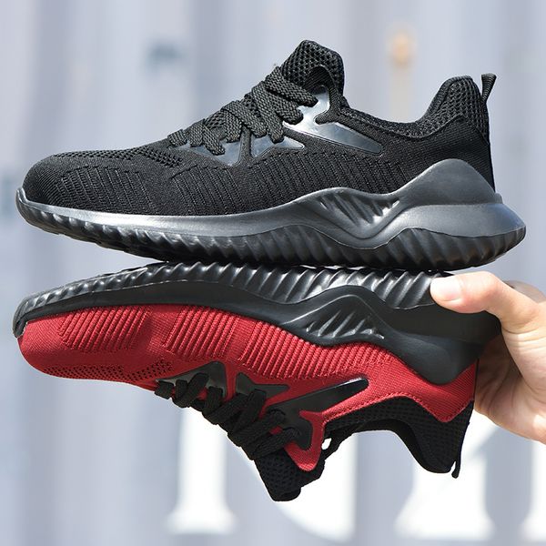 

puimentiua 36-48 breathable work shoes men's anti-smashing and anti-piercing steel head wear-resistant non-slip safety shoes, Black