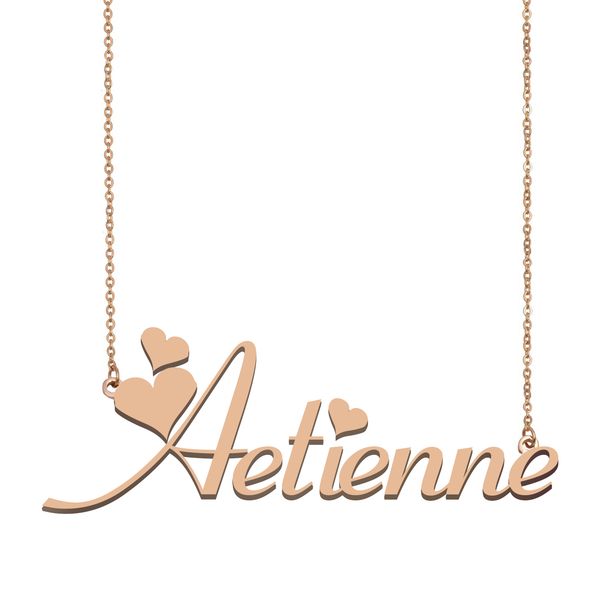 

aetienne name necklace pendant for women girls birthday gift custom nameplate children friends jewelry 18k gold plated stainless steel, Silver
