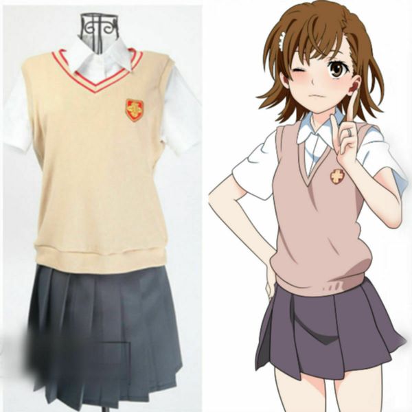 

only my railgun misaka mikoto school uniform dress cosplay costume, Black;red