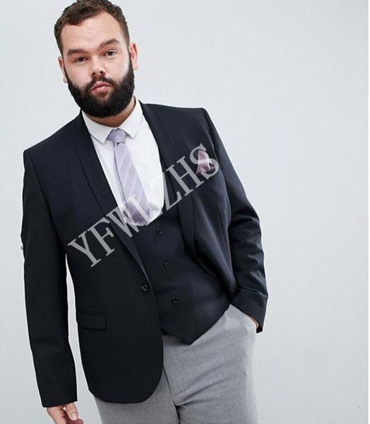 

classic one button handsome groomsmen shawl lapel groom tuxedos men suits wedding/prom man blazer ( jacket+pants+vest+tie) w118, Black;gray