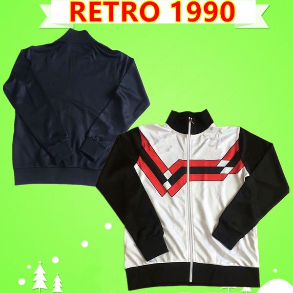 

1990 man utd united retro tracksuit soccer jersey black white jogging suits football shirt 90 training uniforms vintage mens jacket