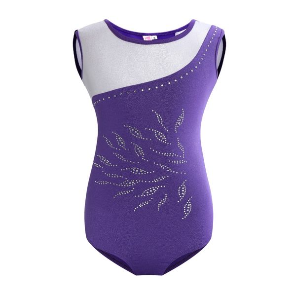 

new gymnastics dance wear sleeveless inlaid brick leaves pattern body suit ballet gymnastics dance practice clothes girls
