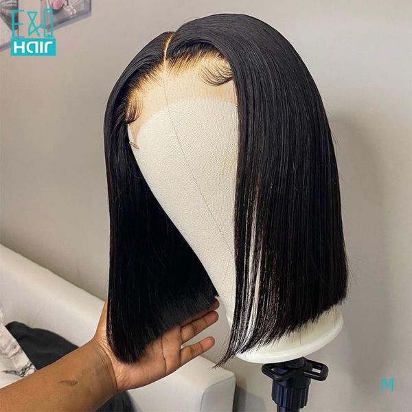 

lace wigs short bob 360 frontal human hair with baby for women pre plucked brazilian remy bleached knots 150%, Black;brown