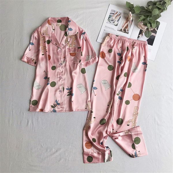 

ladies pyjamas set comfortable pajamas charming soft pink home wear 2pcs shirts and pants buttons sleep set new arrival, Black;red