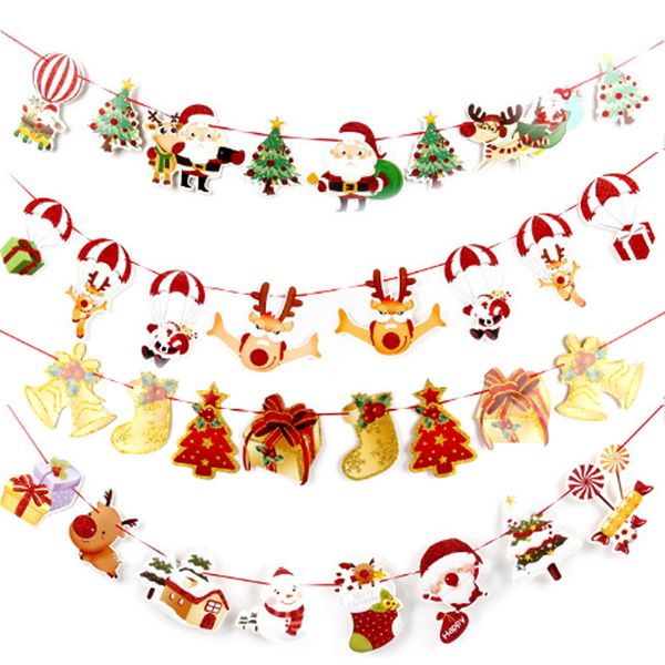 

1pc christmas party decor snowman banner decor hanging cartoon muti-color christmas
