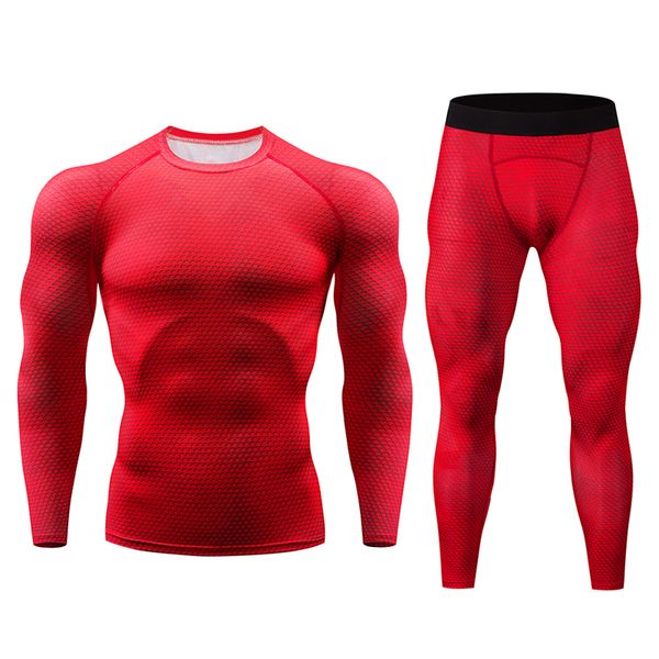 

men's compression run jogging suits clothes sports set long t shirt and pants gym fitness workout tights clothing sets, Black;blue