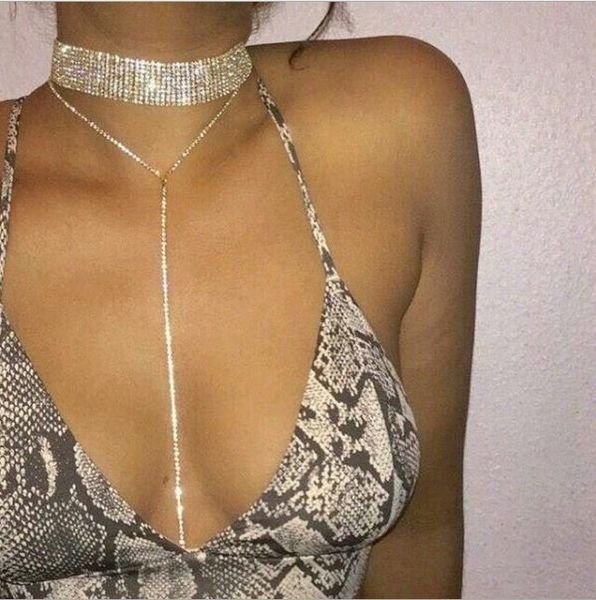 

super glittering fashion designer luxury full rhinestone diamond long tassel choker statement necklace for woman, Golden;silver