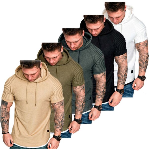 

mens muscle hoodie tank gym workout sleeveless t-shirt bodybuilding, White;black