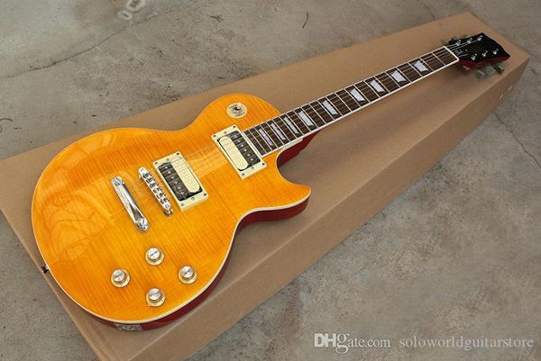 

slash signature electric guitar with flame maple venner,rosewood fingerboard,hh pickups,body binding,can be customized