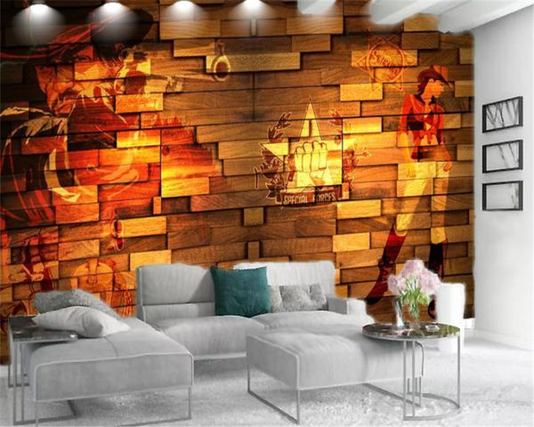 Clássico 3d Wallpaper de estilo europeu Alto grau de parede de madeira Figuras Impressão Digital HD decorativa bonito Wallpaper