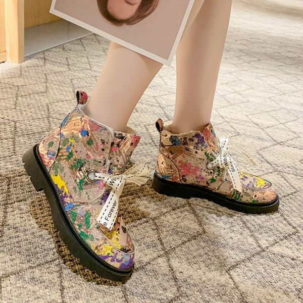 

ladies boots ankle booties winter boots women bling fashion platform snow flat shoes woman fur, Black