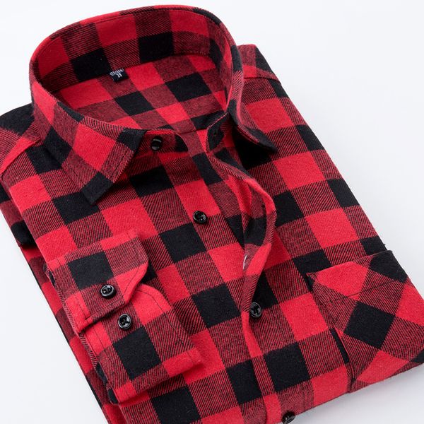 

flannel plaid shirt men cotton 2019 spring autumn new male casual long sleeve shirt plus size warm man clothes, White;black