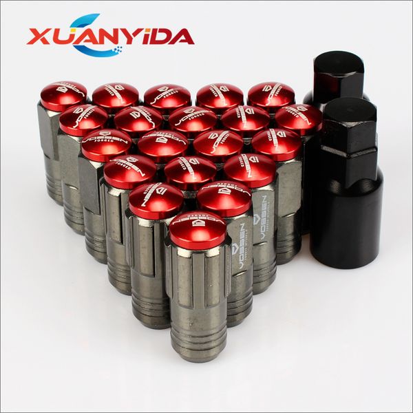 

52mm m12x1.5 universal car steel racing wheel lug nuts racing composite lock lug nuts with security ke