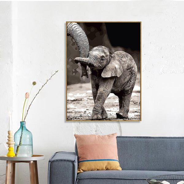 

фотографии по номерам слон рисунок животных холст акрил ручная роспись маслом по номерам настенное искусство подарок домашний декор животные