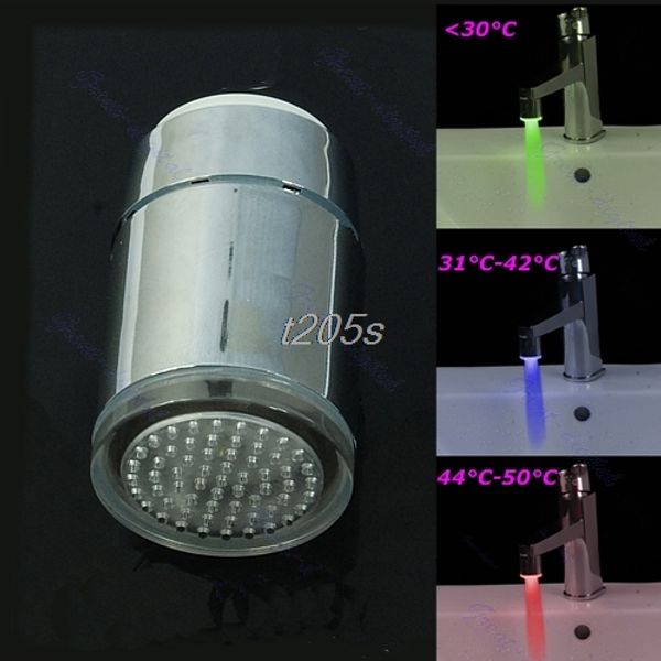 

3 color led glow bathroom sink basin faucet water temperature sensor light tap t25 drop ship