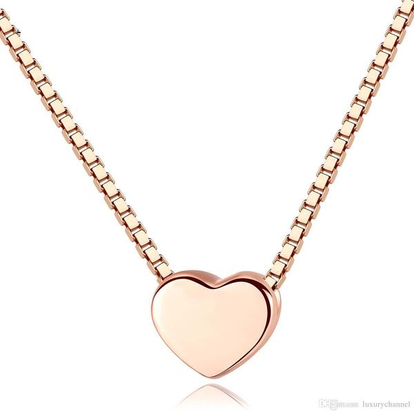 

trendy 18k rose gold plated lovely heart charms necklace simple valentine's day gifts length adjustable drop shipping, Silver